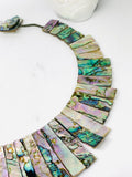 Abalone Shell Necklace - AAA Quality- Hand Braided Beads Pendant Necklace- Long Strip Trapezoid Beads Necklace