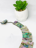 Abalone Shell  Necklace  - AAA Quality-  Hand Braided Beads Pendant Necklace- Long Strip Trapezoid Beads Necklace