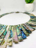 Abalone Shell Necklace - AAA Quality- Hand Braided Beads Pendant Necklace- Long Strip Trapezoid Beads Necklace