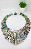 Abalone Shell Necklace - AAA Quality- Hand Braided Beads Pendant Necklace- Long Strip Trapezoid Beads Necklace