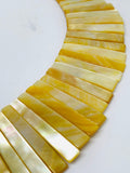 Yellow MOP Necklace - 14x5 to 40x6 mm Size - AAA Quality- Hand Braided Beads Pendant Necklace- Irregular Trapezoid Beads Necklace