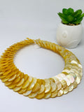 Mother of Pearl Necklace 15 mm Size - AAA Quality- Length 18 Inch - Yellow Mother of Pearl Coin Necklace
