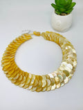 Mother of Pearl Necklace 15 mm Size - AAA Quality- Length 18 Inch - Yellow Mother of Pearl Coin Necklace