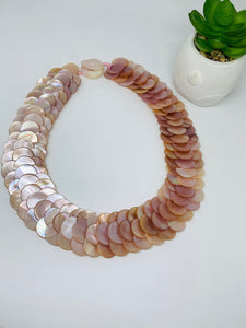 Pink Mother of Pearl Shell Necklace 15 mm Size  - AAA Quality- Length 18 Inch - Pink Mother of Pearl Coin Necklace