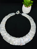 White MOP  Necklace - 20X15-36X25 mm Size - AAA Quality-  Hand Braided Beads Pendant Necklace-  Beads Necklace