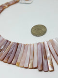 Pink Mother of Pearl Shell Necklace 15-40X6 mm Size  - AAA Quality- Length 18 Inch - Pink Mother of Pearl Necklace