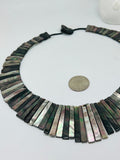 Black Mother Of Pearl Necklace • 15-40X6 mm Size •   AAA Quality • Length 20.7 Inch • Natural Black MOP necklace