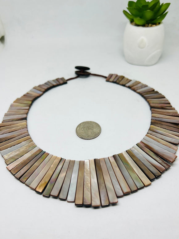 Pink Mother Of Pearl Necklace • 15-40X6 mm Size • AAA Quality • Length 20.7 Inch • Natural Pink MOP necklace