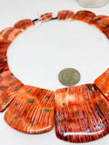 Spiny Oyster Shell Necklace With Turquoise • 28 -53 mm Size • AAA Quality • Natural Shell • Natural TQ • Shell Necklace • Red Color
