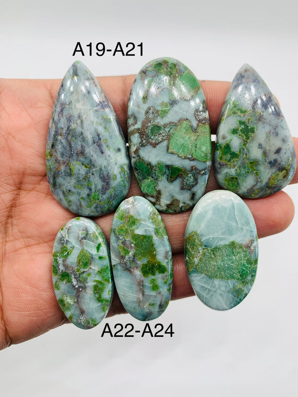 Amphibolite Cabochon •  Code A19-A24  • AAA Quality •  Natural Amphibolite Cabs •  Amphibolite  Cabochon