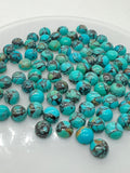 Turquoise 6mm Round Cabs- Quality AAA-Black Matrix Turquoise, gemstone cabs Pack of 6 pc- Black Matrix Turquoise Round Cabochon