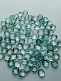 Aquamarine 7mm Round Cabochon Pack of 5Pcs - AA Quality cabs- Natural Aquamarine Cabs, Blue/green