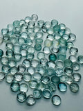 Aquamarine 7mm Round Cabochon Pack of 5Pcs - AA Quality cabs- Natural Aquamarine Cabs, Blue/green