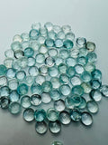 Aquamarine 7mm Round Cabochon Pack of 5Pcs - AA Quality cabs- Natural Aquamarine Cabs, Blue/green