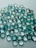 Aquamarine 8mm Round Cabochon Pack of 4 Pcs - AA Quality cabs- Natural Aquamarine Cabs, Blue/green