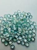 Aquamarine 6mm Round Cabochon Pack of 5Pcs - AA Quality cabs- Natural Aquamarine Cabs, Blue/green