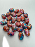 10X14MM Turquoise Pink Oyster Pyrite Cabochon • Pack of 4 Piece • AAA Quality • oval Cabs