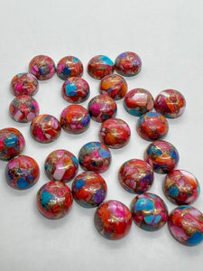 10MM Turquoise Pink Oyster Copper Cabochon • Pack of 4 Piece • AAA Quality • Round Cabs