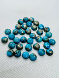 Turquoise pyrite 8mm Round Cabs- Quality AAA-Pyrite  Turquoise, gemstone cabs Pack of 5 pc- Pyrite Turquoise round Cabochon