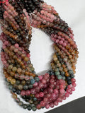 6MM Multi Tourmaline Round beads. Fine quality beads , Length 18 Inch origin - Mozambique Perfect Round beads