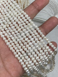 Pearl roundel 3.5MM AAA Quality - Length 38cm- Good Quality Natural Freshwater Pearl, white roundel pearl