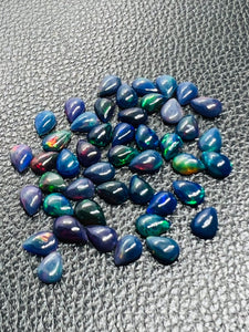 Black Opal Cabochon 5X8mm Size • Pack of 5 Pcs • AAAA Quality • Natural Opal color Treated Color • Ethiopian Opal pear Cabs