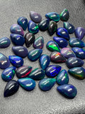 Black Opal 7X10MM Cabochon • Pack of 2 Pcs • AAAA Quality • Natural Opal color Treated Color • Ethiopian Opal pear Cabs