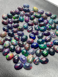Black Opal Cabochon • 6x8 mm Size • pack of 2 Pcs • Code B9 - AAA Quality • Natural Opal Treated Color • Ethiopian Opal Cabs