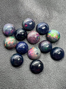 Black Opal Cabochon • 9mm Size • Pack of 1 Pcs • - AA Quality • Natural Opal Treated Color • Ethiopian Opal Cabs