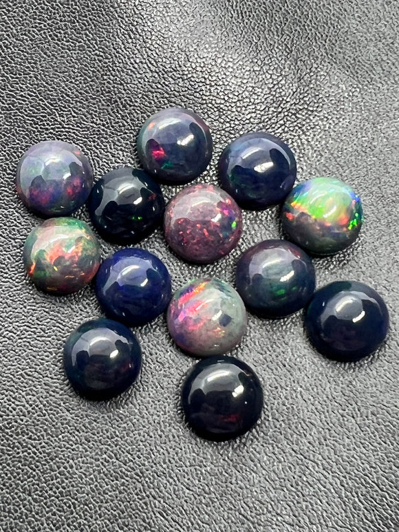 Black Opal Cabochon • 9mm Size • Pack of 2 Pcs •  - AA Quality • Natural Opal  Treated Color • Ethiopian Opal Cabs