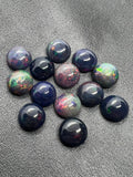 Black Opal Cabochon • 9mm Size • Pack of 1 Pcs • - AA Quality • Natural Opal Treated Color • Ethiopian Opal Cabs