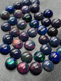 Black Opal Cabochon 8mm Size • Pack of 2 Pcs • - AAA Quality • Natural Opal Treated Color • Ethiopian Opal Cabs