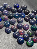 Black Opal Cabochon 8mm Size • Pack of 2 Pcs • - AAA Quality • Natural Opal Treated Color • Ethiopian Opal Cabs