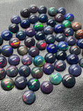 Black Opal Cabochon 7mm Size • Pack of 2 Pcs • - AAA Quality • Natural Opal Treated Color • Ethiopian Opal Cabs