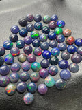 Black Opal Cabochon 7mm Size • Pack of 2 Pcs • - AAA Quality • Natural Opal Treated Color • Ethiopian Opal Cabs