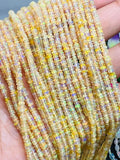 3MM Ethiopian Opal Smooth Roundel Beads 16 Inch Strand, AAA Quality opal beads. code #4, Yellow Natural Ethiopian Opal beads.