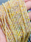 3MM Ethiopian Opal Smooth Roundel Beads  16 Inch Strand, AAA Quality opal beads. code #4, Yellow Natural Ethiopian Opal beads.