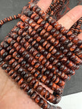 Red Tiger Eye Roundel 8MM, length 15.5”, Dyed tiger eye, roundel beads