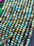 Azurite Roundel 8MM, natural Azurite beads, length 15.5”, roundel beads