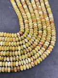 Green Serpentine Roundel 8MM, natural Serpentine beads, length 15.5”, roundel beads