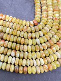 Green Serpentine Roundel 8MM, natural Serpentine  beads, length 15.5”, roundel beads