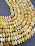 Green Serpentine Roundel 8MM, natural Serpentine beads, length 15.5”, roundel beads