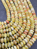 Green Serpentine Roundel 8MM, natural Serpentine beads, length 15.5”, roundel beads