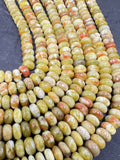 Green Serpentine Roundel 8MM, natural Serpentine  beads, length 15.5”, roundel beads