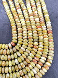 Green Serpentine Roundel 8MM, natural Serpentine beads, length 15.5”, roundel beads