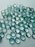 Aquamarine 9mm Round Cabochon Pack of 4 Pcs - AA Quality cabs- Natural Aquamarine Cabs, Blue/green