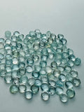 Aquamarine 5mm Round Cabochon Pack of 6Pcs - AA Quality cabs- Natural Aquamarine Cabs, Blue/green