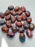 10X14MM Turquoise Pink Oyster Pyrite Cabochon • Pack of 4 Piece • AAA Quality • oval Cabs