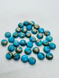 Turquoise pyrite 8mm Round Cabs- Quality AAA-Pyrite  Turquoise, gemstone cabs Pack of 5 pc- Pyrite Turquoise round Cabochon