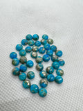 Turquoise pyrite 6mm Round Cabs- Quality AAA-Pyrite  Turquoise, gemstone cabs Pack of 6 pc- Pyrite Turquoise round Cabochon